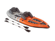 Sevylor Sit on Top Kayak (2 Person) Inflatable Boat with Oars Paddles - Angle View