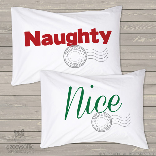 Holiday naughty or nice custom front and back standard size pillowcase