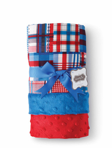 Plaid Blanket Reversible Minky Monogrammable Blanket by Mud Pie