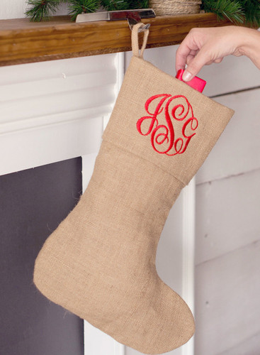 Burlap Monogram Stocking