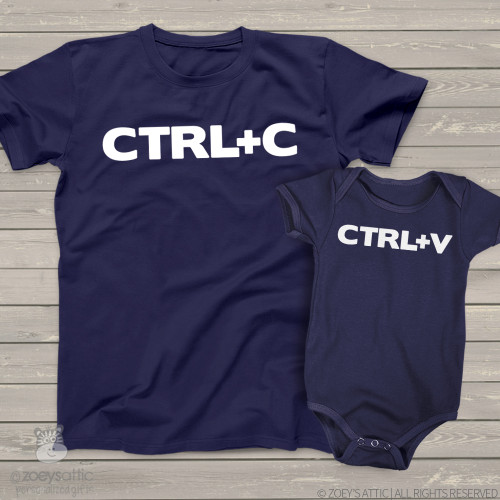 ctrl c and ctrl v copy paste matching dad and kiddo t-shirt or bodysuit custom gift set DARK