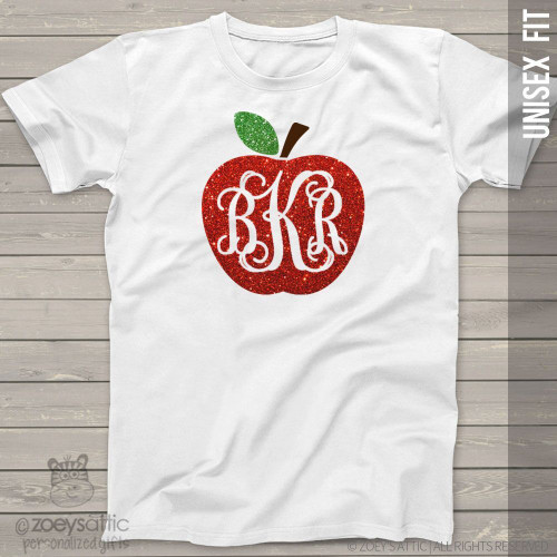 Apple monogram sparkly glitter ADULT Tshirt
