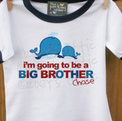 Big brother to be whale pregnancy announcement ringer style Tshirt