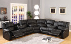 mfsf3591 - Ayden Black Bonded Leather 3 Piece Reclining Sectional w/ Drop Down Console