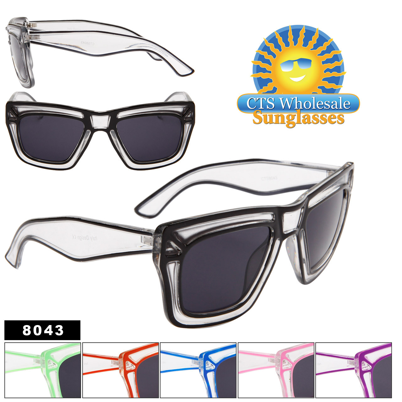 Wholesale Sunglasses by the Dozen - Style # 8043 (12 pcs.)