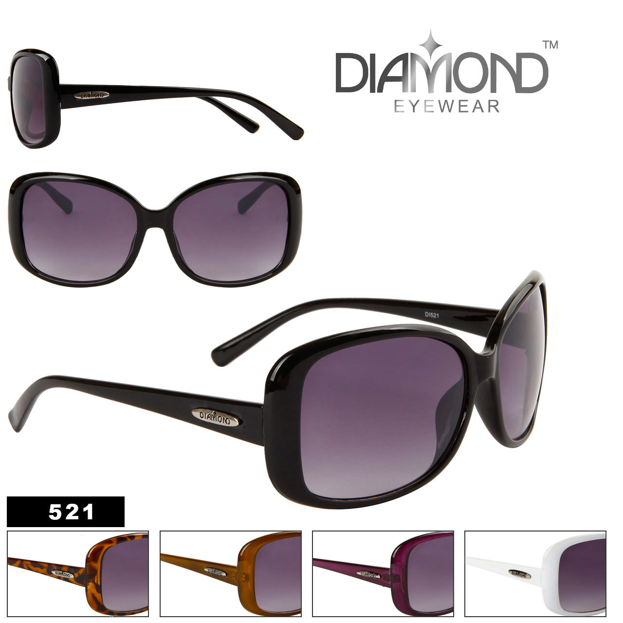 Diamond Eyewear Fashion Sunglasses Large Frame Designer ...