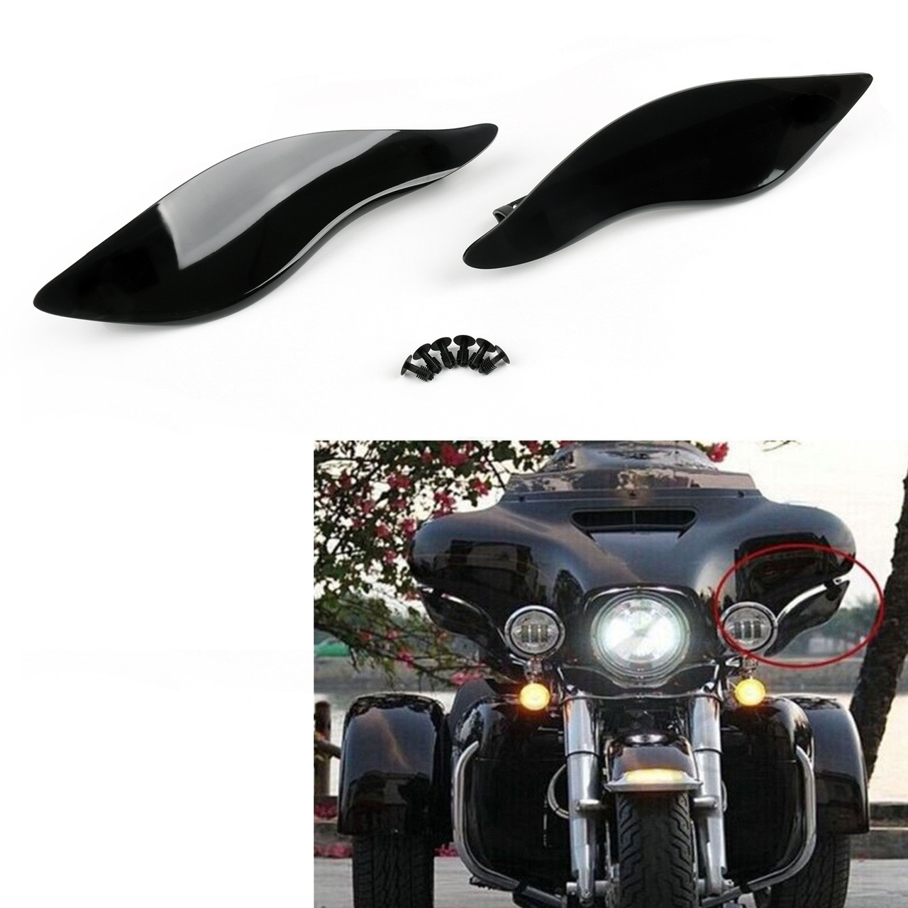 2 x ABS Plastic Side Wings Air Deflectors For Harley Street Electra Glide 14-17