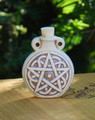 *Pentacle Pentagram Ceramic Bottle Natural . Spell Oils, Diffuser, Ashes, Pendant