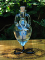CRYSTAL Ancient Magic Potion Bottle Vessel with Metal Stand - Crystal with Silver Tree of Life Charm