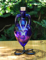 BUTTERFLY Ancient Magic Potion Bottle Vessel with Metal Stand - Sapphire Purple with Silver Butterfly Charm