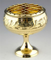 Etched Screen Brass Pedestal Incense Resin Censor Burning Vessel  4"