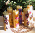 Old World Floral Pure Beeswax Pillars ~ Beautifully Handmade
