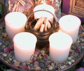 FESTIVAL OF LIGHT Imbolc Candle Wheel ~ Flourishing Abundance, Renewal, Fertility, Purity and Illumination ~ Set of 5 Hand Poured and Witch Blessed Votive Candles