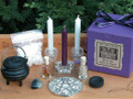 Witches Altar Set with Cauldron, Candles, Resins and Silver Altar Tile