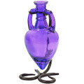 Magick Potion Bottle Vessel with Metal Stand and Cork - Purple