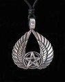 Winged Pentacle Pewter Necklace