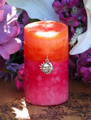 Summer Sunset Pillar 2x3 . Summer Solstice, Evening Illumination, Love . Grapefruit, Lemon Verbena, Lime, Lily, Creamy Vanilla Sugar