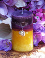 Purple Sun Pillar 2x3 . Spring, Summer Solstice, Evening Illumination, Love. Exotic Wild Jasmine, Orange Honey, Spring Flora, Vanilla Bean