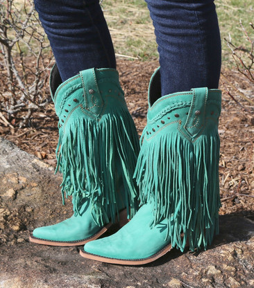 Liberty Black Vegas Turquoise Fringe Boots Leather Studded Teal Boho Size 8 Liberty Black Vegas Turquoise Fringe Boots Leather Studded Teal Boho Size 8