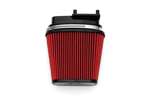 Direct replacement for the factory air box that utilizes the OEM "ram air" fresh air ducts for lower intake temperatures and added power