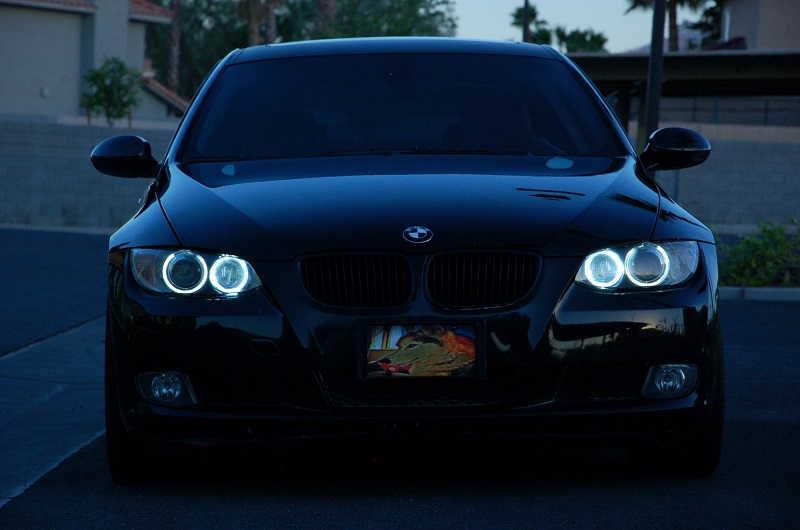 PHARES LED ANGEL Eyes pour BMW E90 E91 05-08 noir Osram Cool Blue