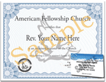 Minister License ID Card and Ordination Certificate