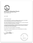 Letter of Authorization to Solemnize - Good Standing