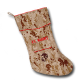 The Marine Christmas stocking is designed to become a special keepsake of Marines, former Marines, family and friends who love the Marine Corps. The Marine Camosock is a holiday gift every Marine would be proud to receive. Permission was granted by the Marine Corps to allow the use of the Eagle, Globe and Anchor emblem embroidered on the pocket. The attention to detail is outstanding.