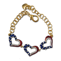 Elegant Heart with Red and Blue Enamel and Diamond-like Swarovski Crystals.
