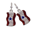 Diamond-like Swarovski crystals with red enamel and a blue star Service Banner earrings. Silver-plate. (Pierced Only)
