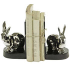 Set of 2 Nickel Rabbit Bookends