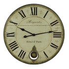 French Shabby Chic Marguerites Cream Wall Clock with Pendulum 59cm