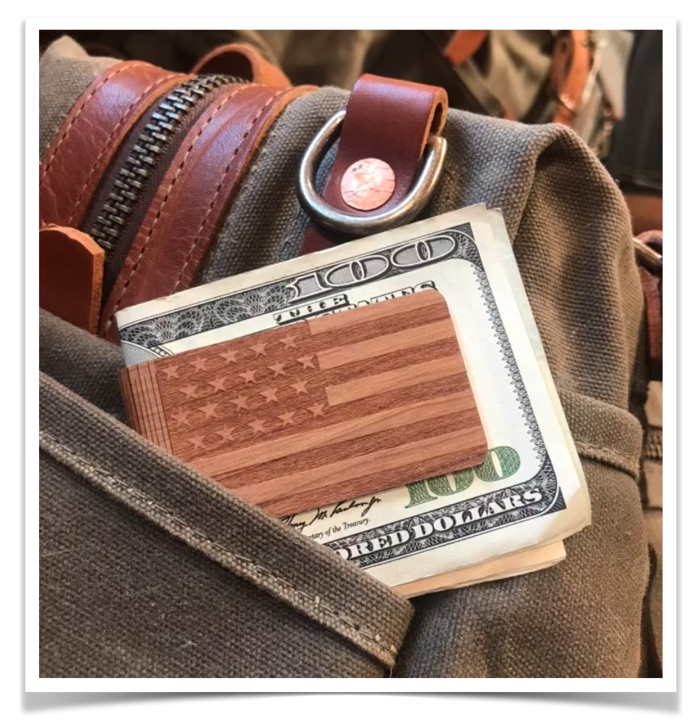American Flag Wood Money Clip