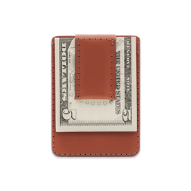 Leather Money Clip Wallet - Brown