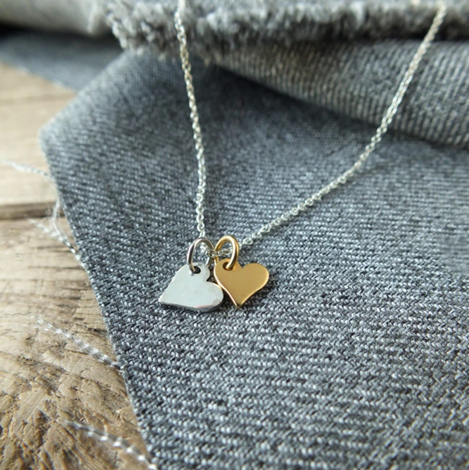 Gold and Silver Hearts Necklace 