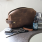 High Line Large Leather Toiletry Pouch - Brown