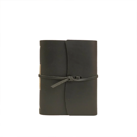 Small Leather Travel Journal - Black
