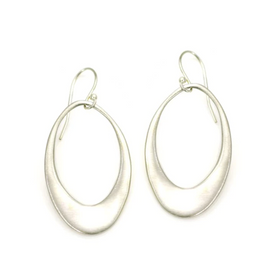 Large Open Oval Earrings - Silver