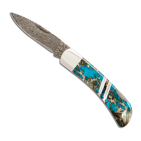 Gemstone Exotics Collection 3" Damascus Steel Lockback Knife