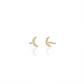 Crescent Moon Crystal Pave Stud Earrings - Gold