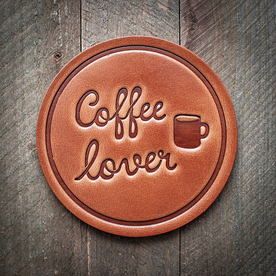 Coffee Lover Stamped Leather Coaster