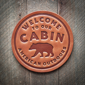 Welcome To Our Cabin Stamped Leather Coaster