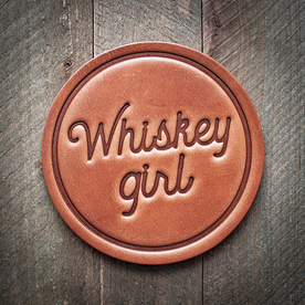 Whiskey Girl Stamped Leather Coaster