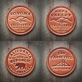 CA Locations Stamped Leather Coaster