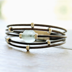 African Sea Glass Leather Bracelet