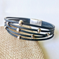 Multi Strand Leather Wrap Bracelet - Black
