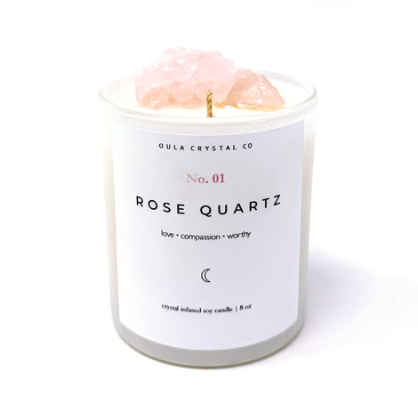 Rose Quartz Crystal Candle