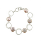 Circle and Pink Pearl Bracelet - Silver