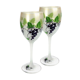 Napa Grapes 'n Vines Painted Wine Glass