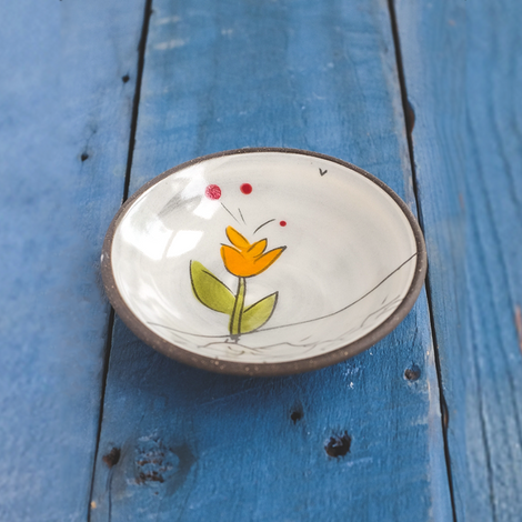 Floral "Root to Rise" Mini Bowl - Orange